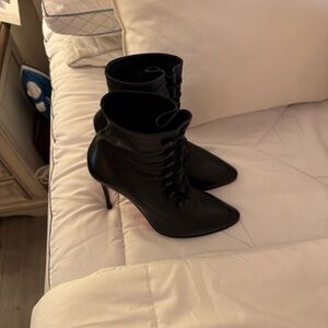 Christian louboutin black leather booties